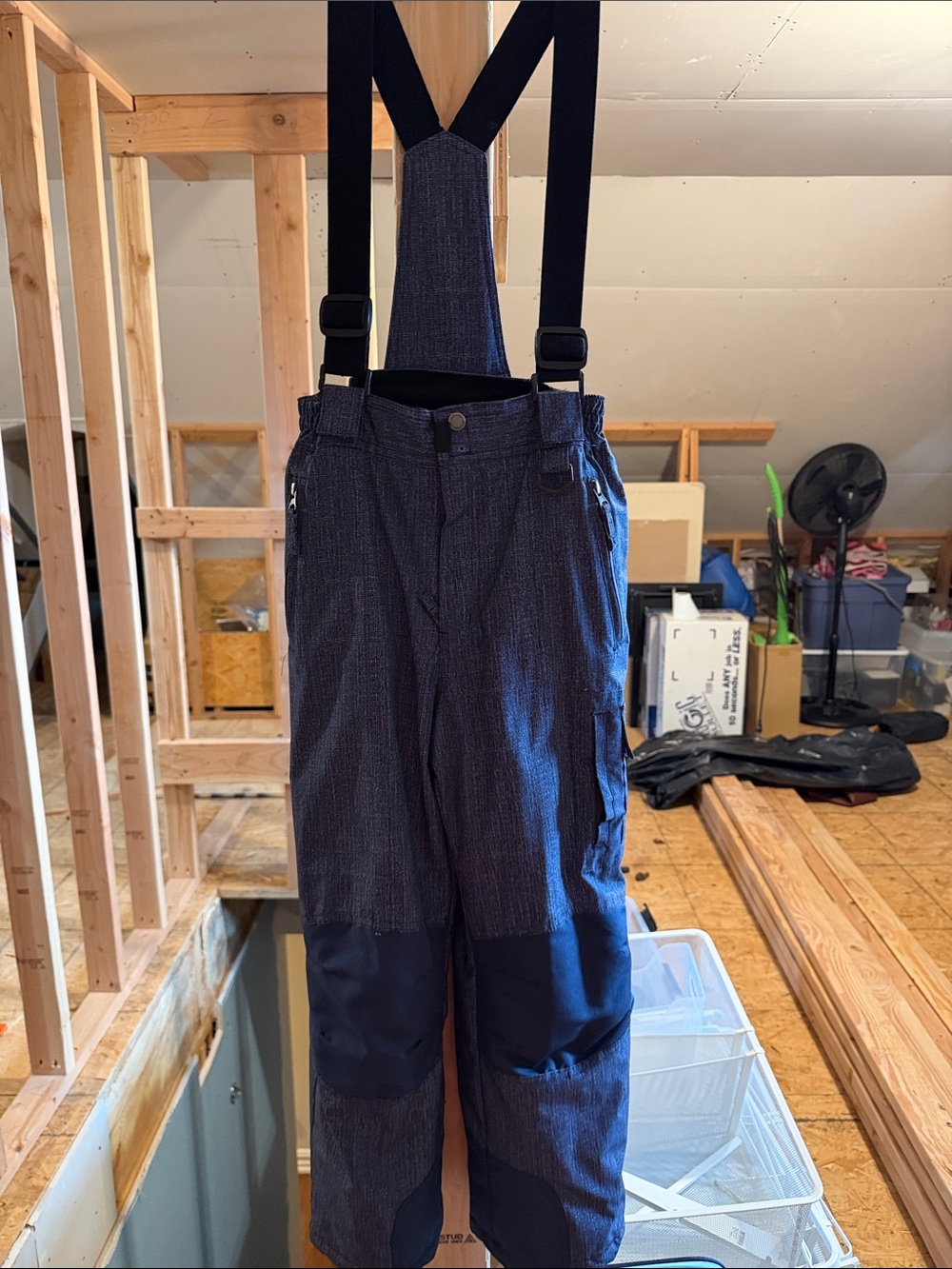 Kids Navy Snow Pants with Suspenders